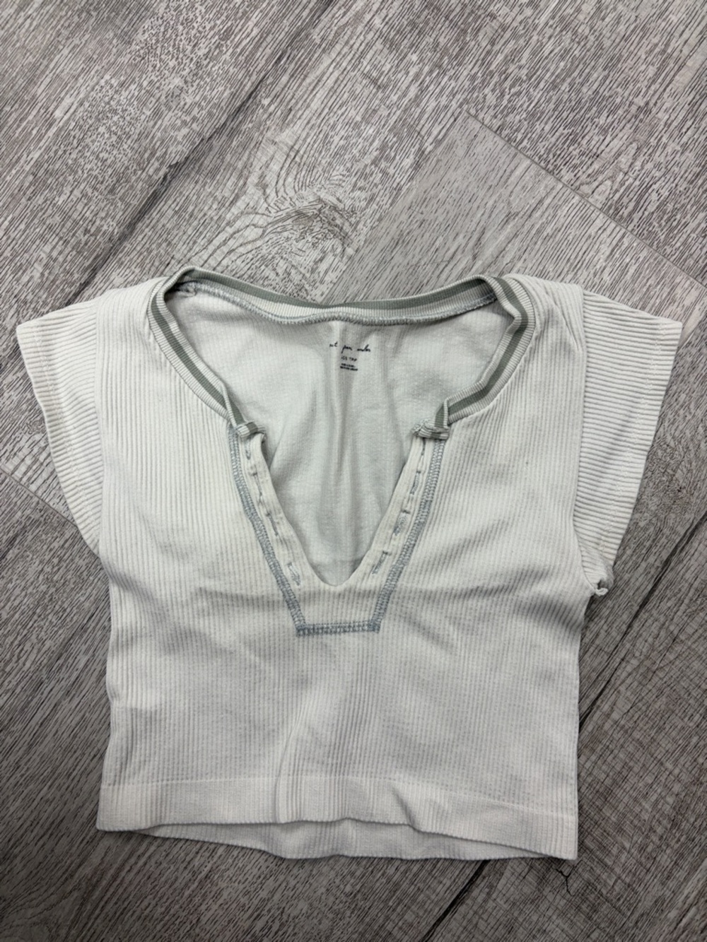 Urban Outfitters - White Ribbed Short Sleeve Top